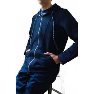 NEW UMBER & OCHRE isaac hoodie in indigo overdyed